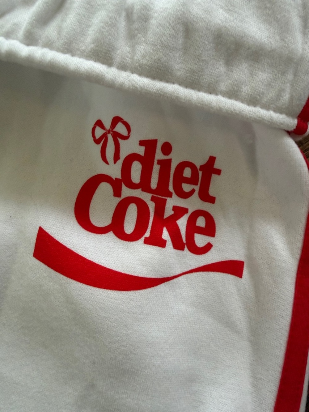 Viral Target Diet Coke White sweatpants pajama bottoms with Red Side Stripes - Picture 3 of 5